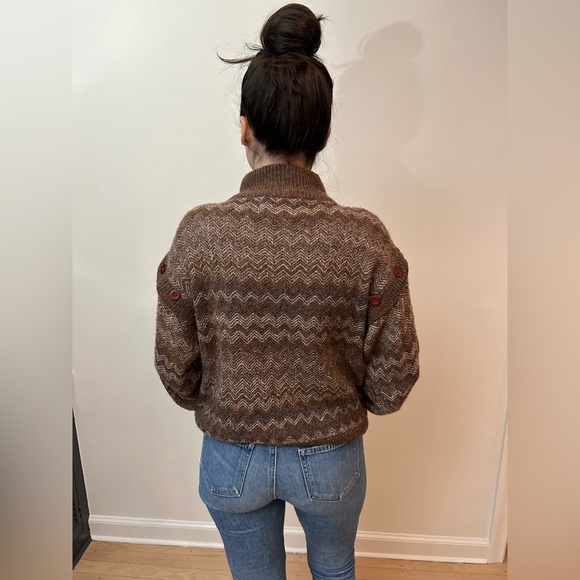 VTG ORIGINAL WORKSHOP chocolate brown button down cardigan/ vest sz M/L 90s - Picture 2 of 8